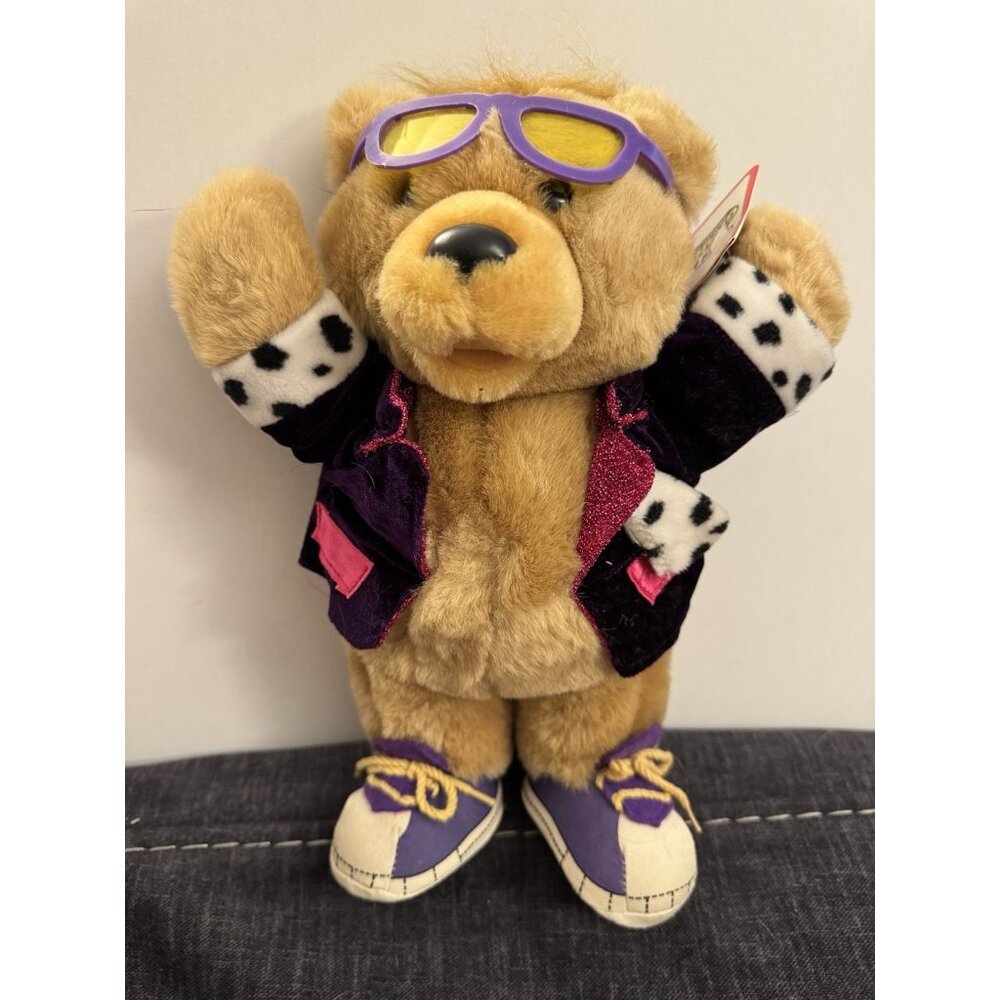 Vintage 1990 11" Teddy Grahams Honey Bear Teddy Bear Rock Star Plush LX7